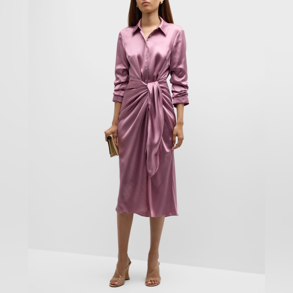 Cinq a sept jacey silk MIDI Wrap Shirtdress size 6